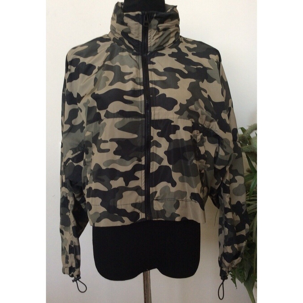 Zara Women's Green Black Military Style 100% Polyester Zip Jacket Sz S EUC! $128